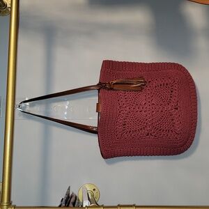 Patricia Nash Crochet Naomi Butterfly Tote Old Rose♥️🔥